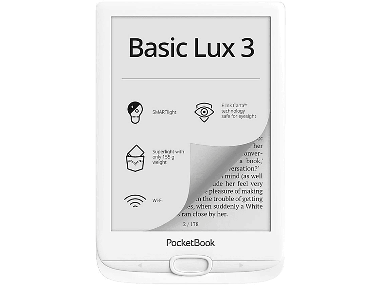 POCKETBOOK Basic Lux 3 6" 8GB Fehér eBook olvasó (PB617-D-WW) | MediaMarkt