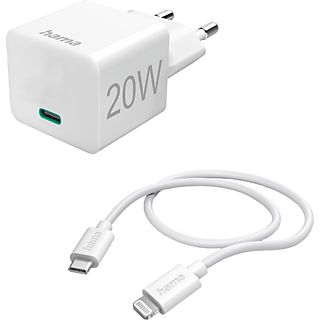 HAMA USB-C Netadapter + Lightning-kabel 20 W PD Wit (201620)