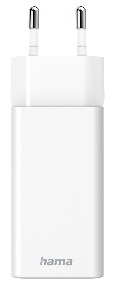 A white Hama charger with two metal prongs.