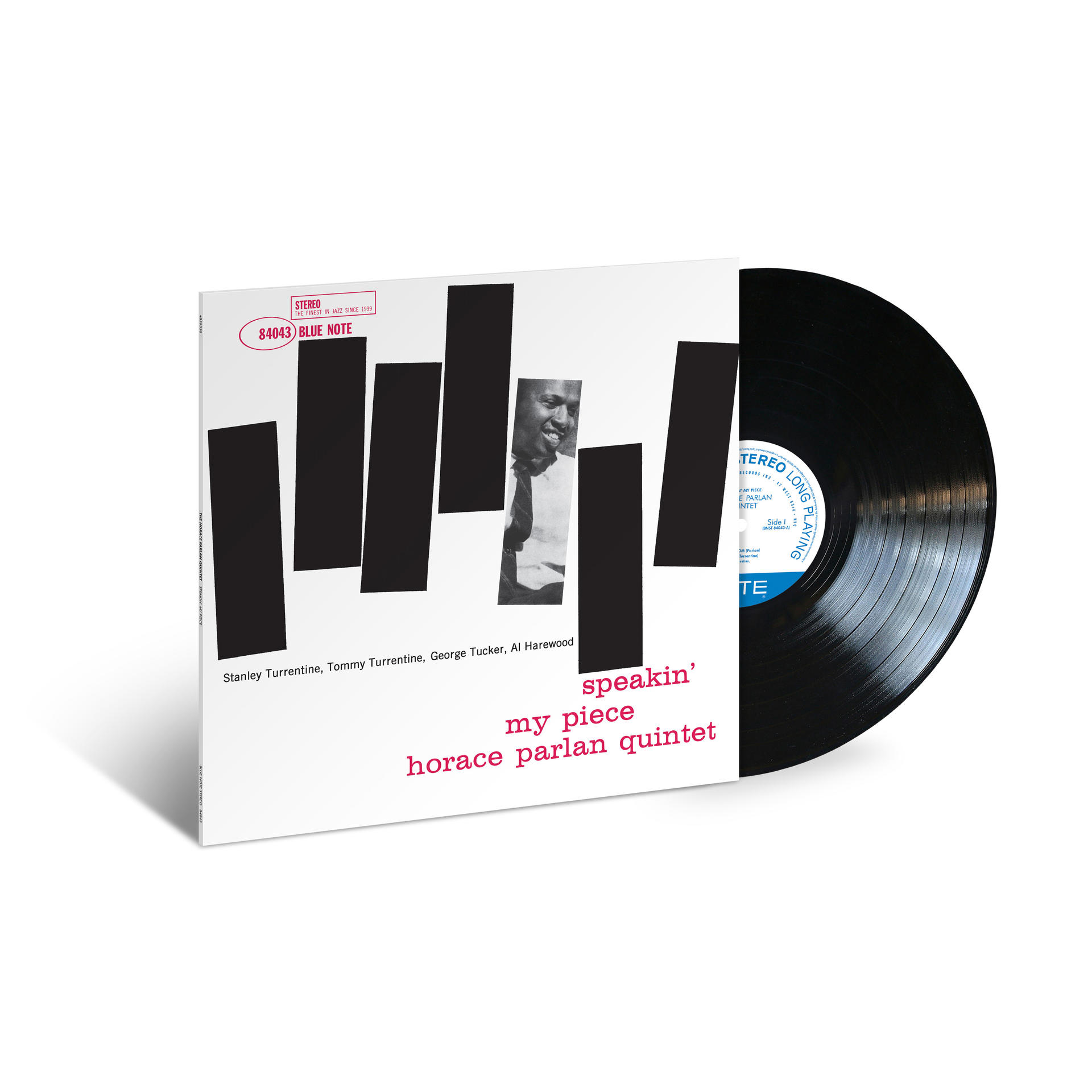 Eine LP-Schallplatte mit einem farbenfrohen Albumcover, mit einem Foto und Text.