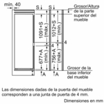 Dibujo técnico, mostrando dimensiones de puerta de armario. Medidas en milímetros.