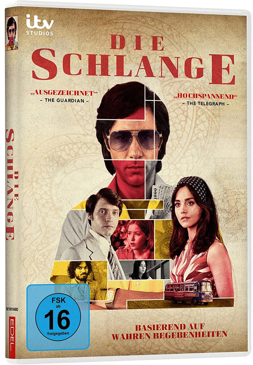 DVD-Cover für den Film Die Schlange. Das Cover zeigt Bilder von Schauspielern und Text.