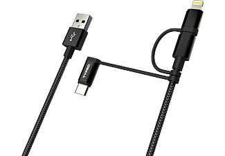 DEXIM DWA0003 – 3 in 1 Örgülü USB Kablo Type-C + Micro USB + Lightning