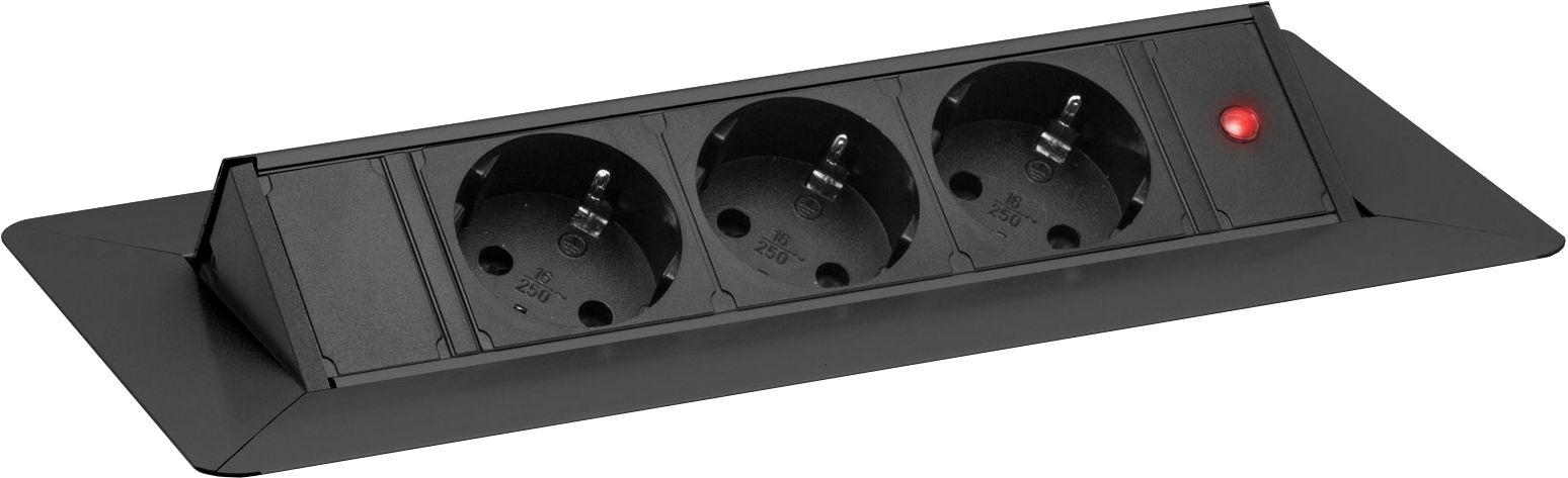 DELIGHT Rejtett elosztó 3 aljzat, felnyíló kivitel, fekete (20440BK)