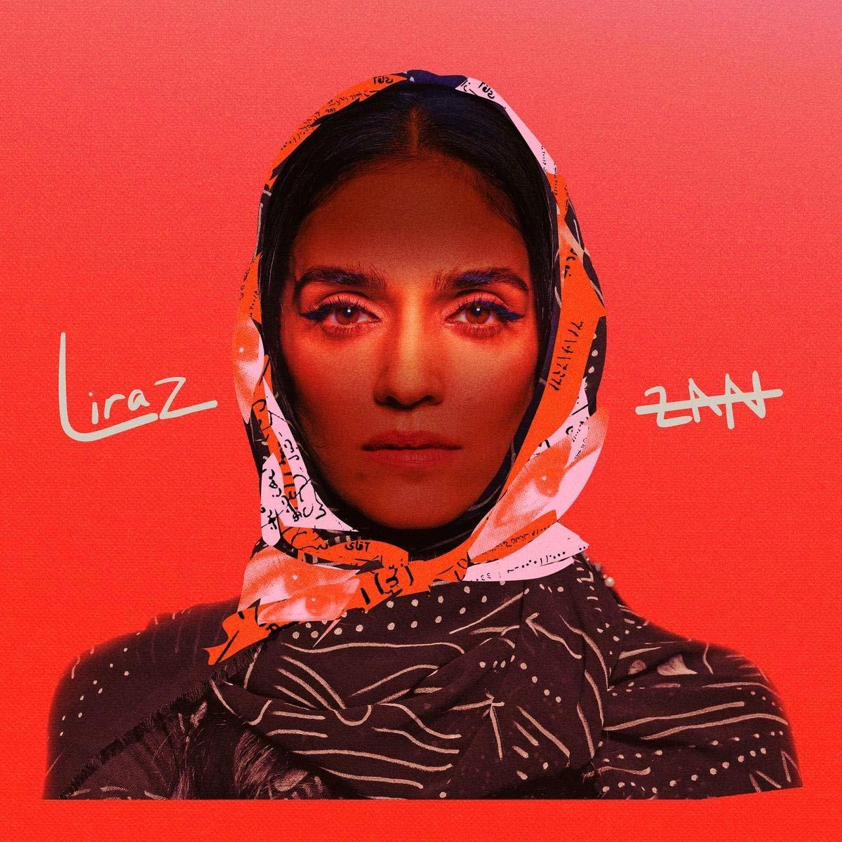 Liraz Zaan Albumcover, Frau mit Kopftuch, roter Hintergrund.