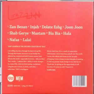 Rotes CD-Cover mit Songtiteln und Texten in Weiß. Oben befindet sich eine Signatur.