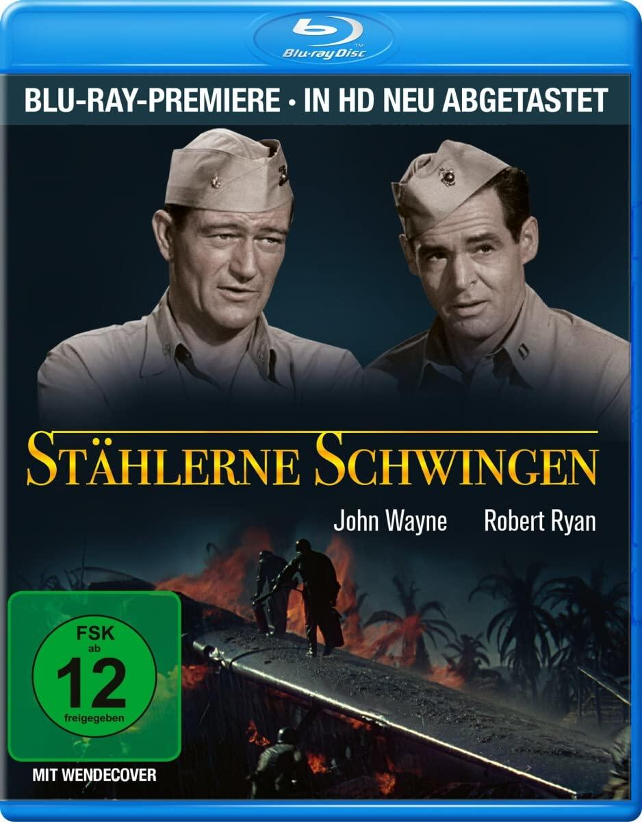 DVD-Cover mit zwei Männern in Uniform, John Wayne und Robert Ryan, mit Kriegsszene.