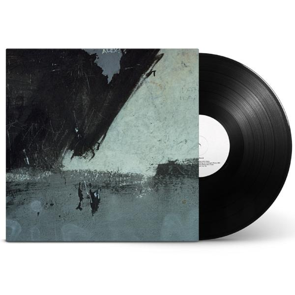 Vinyl-Schallplattenalbum mit einem Cover mit abstrakter grauer und schwarzer Kunst.