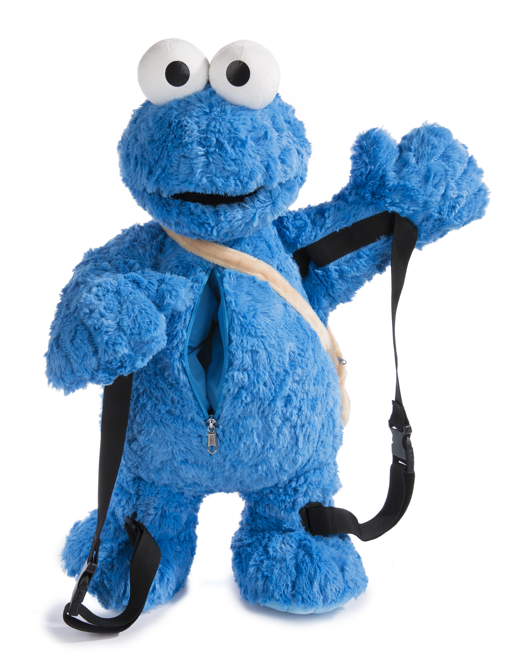 JOOJEE Krümelmonster 3D Plüsch Rucksack, 60 cm Plüschtier Blau