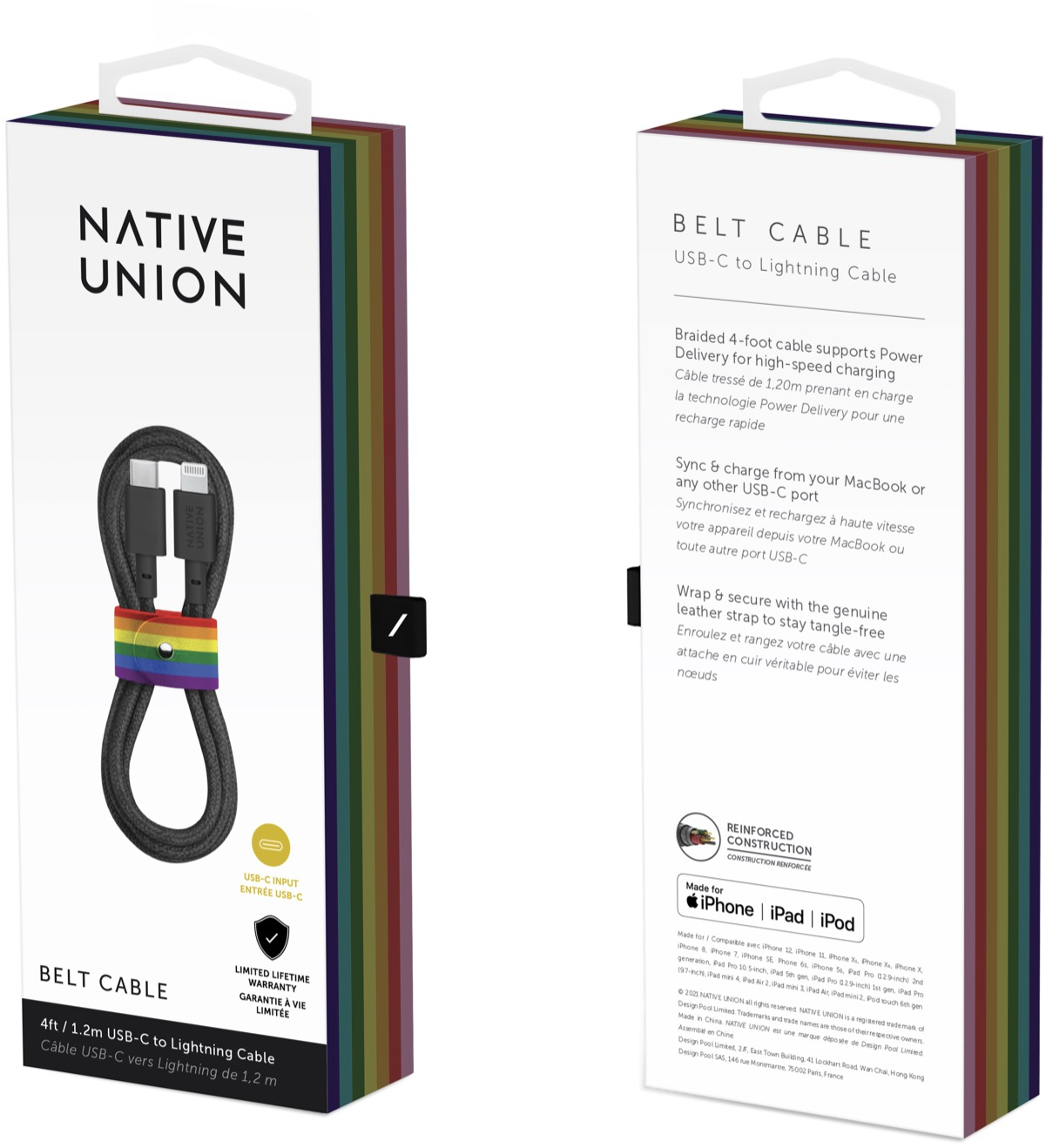 NATIVE UNION Belt Cable - USB-C zu Lightning-Kabel (Pride Edition)