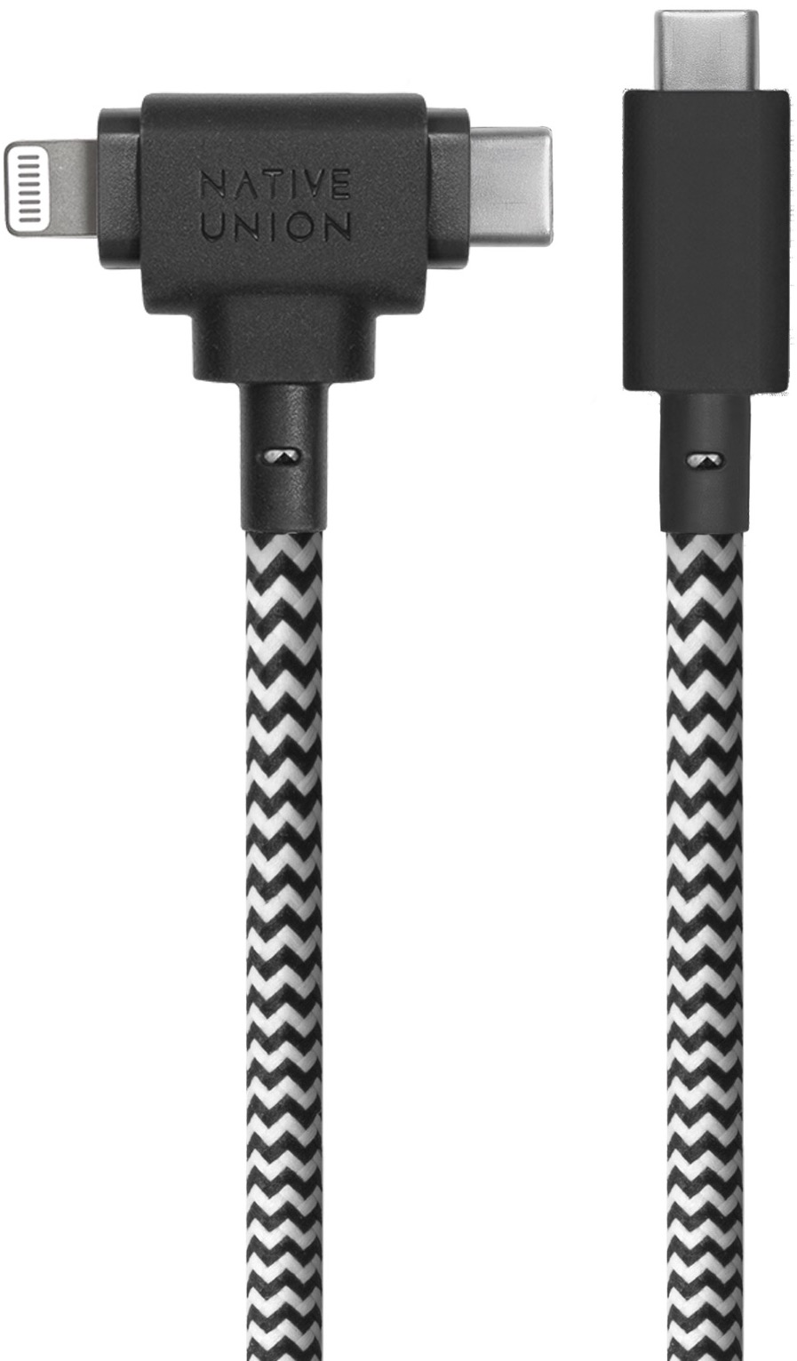 NATIVE UNION Belt Cable Duo - Câble 2 en 1 Lightning et USB-C (Zebra)
