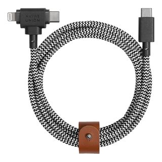 NATIVE UNION Belt Cable Duo - Câble 2 en 1 Lightning et USB-C (Zebra)