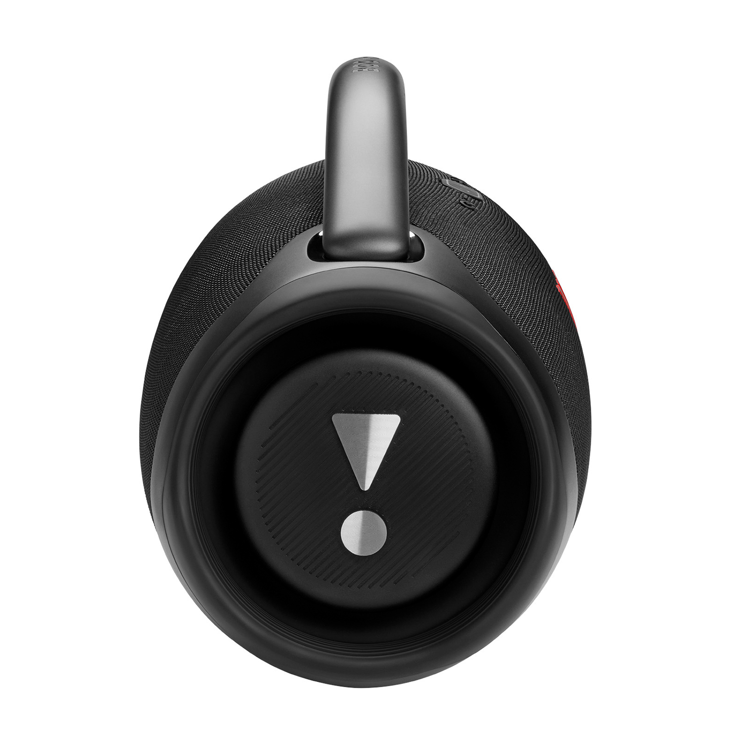 Altoparlante JBL nero con maniglia, vista dall'alto.