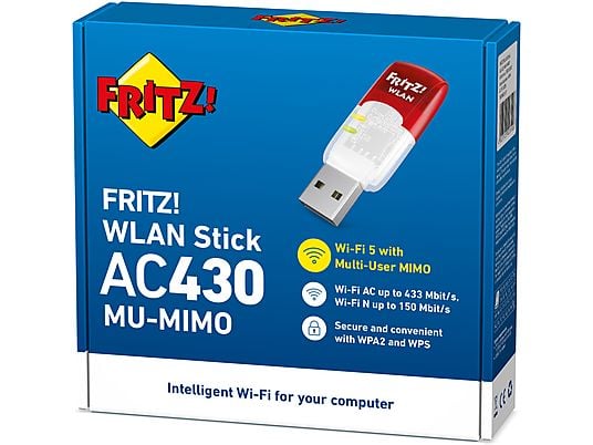 AVM FRITZ!WLAN Stick AC 430 MU-MIMO International - Adattatore WiFi (Rosso/Bianco)