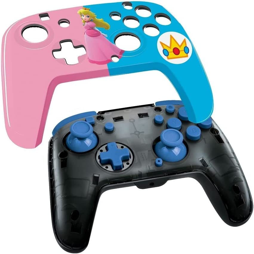 Mando - PDP  Faceoff Deluxe Audio Wired Peach, Para Nintendo Switch, Con Cable, Rosa y Azul