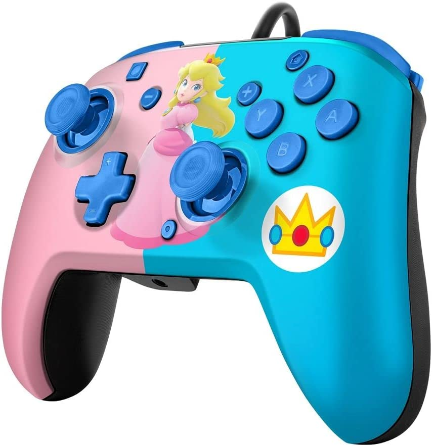 Mando - PDP  Faceoff Deluxe Audio Wired Peach, Para Nintendo Switch, Con Cable, Rosa y Azul