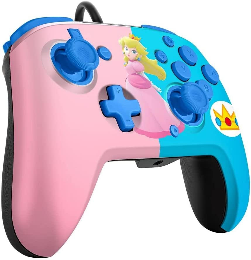 Mando - PDP  Faceoff Deluxe Audio Wired Peach, Para Nintendo Switch, Con Cable, Rosa y Azul