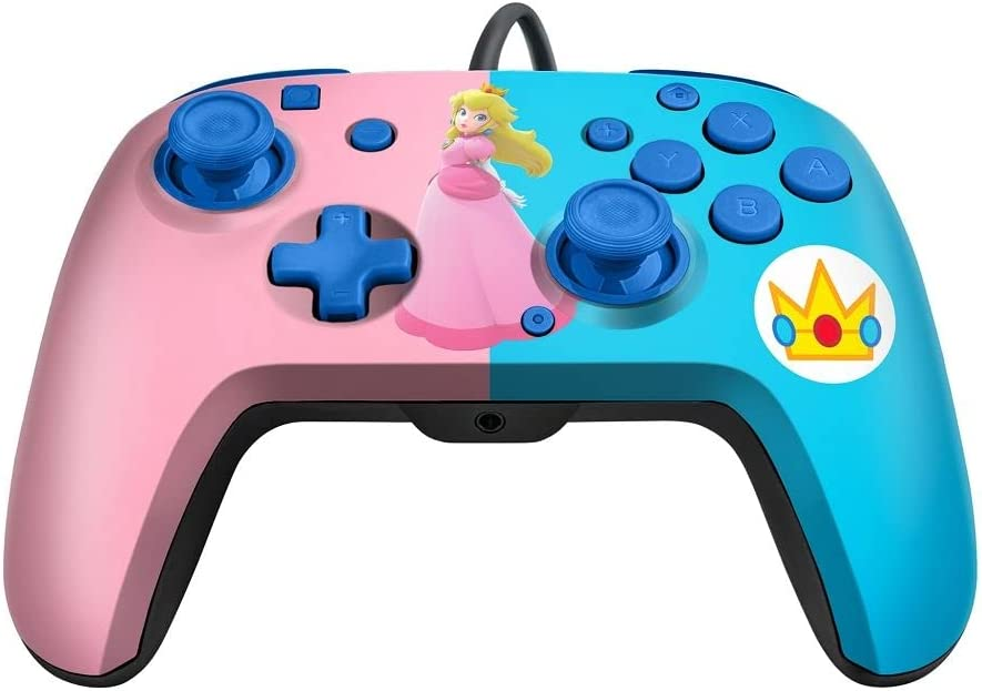 Mando - PDP  Faceoff Deluxe Audio Wired Peach, Para Nintendo Switch, Con Cable, Rosa y Azul