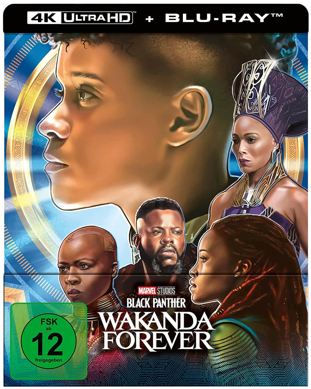 Filmcover: Black Panther Charaktere. Titel: Black Panther: Wakanda Forever.