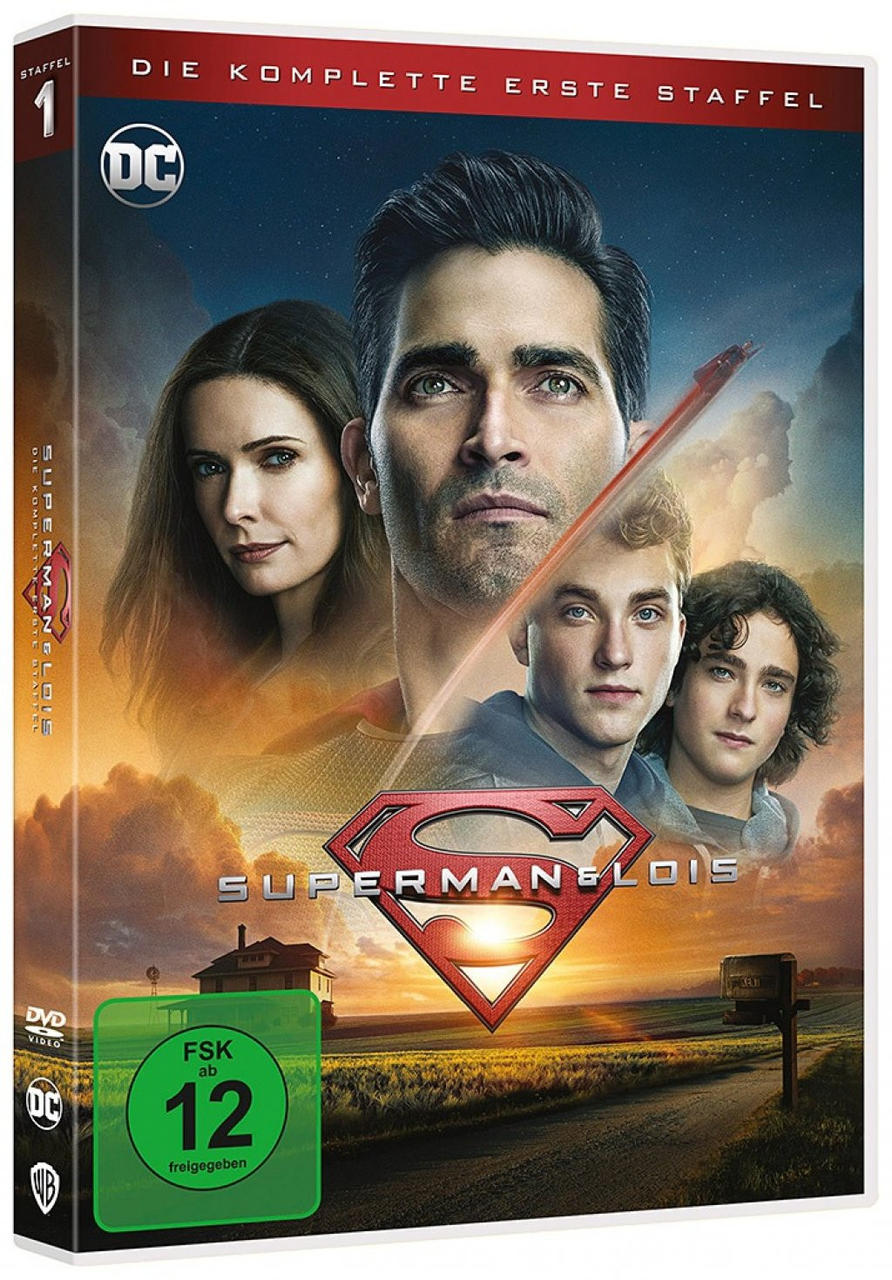 DVD-Cover von Superman & Lois, mit Porträts der Darsteller. Das Logo und der Titel der Show sind sichtbar.