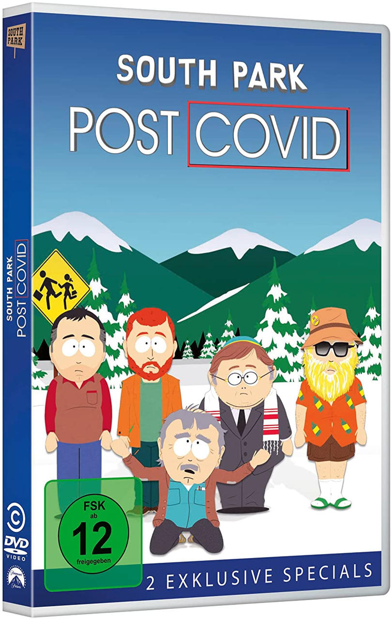 DVD-Cover für 'South Park: Post Covid' mit Figuren und Logo.
