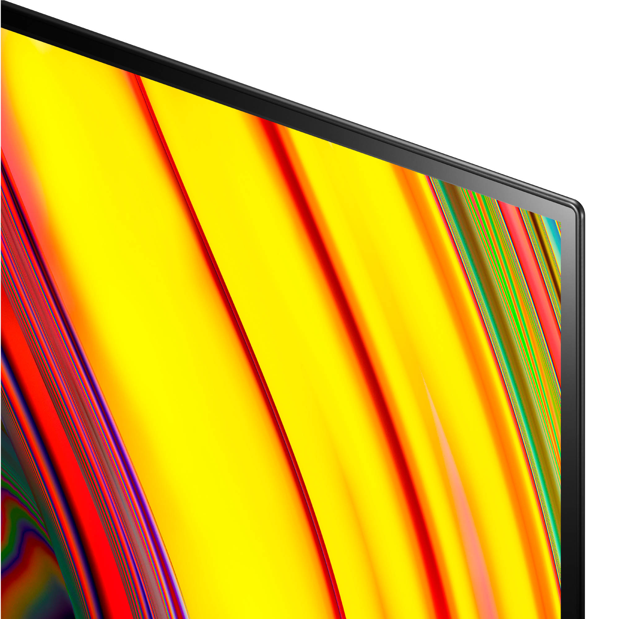 Un primer plano de una porción de una pantalla de televisión que muestra un patrón abstracto colorido.