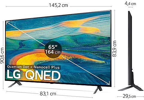 TV QNED 65" - LG 65QNED7S6QA, UHD 4K, α5 Gen5 AI Processor 4K, Smart TV, DVB-T2 (H.265), Negro
