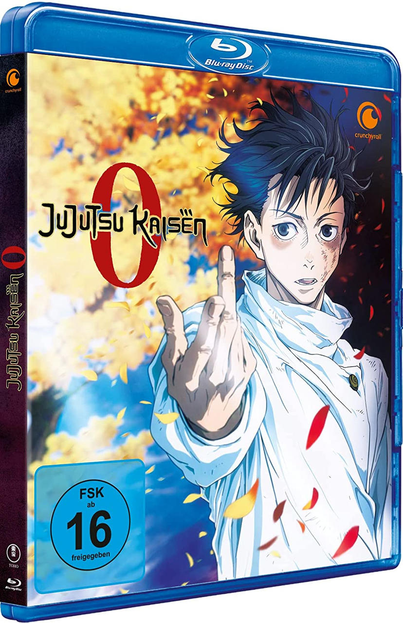 Blu-ray-Disc-Cover mit Anime-Charakter. Der Titel lautet 'Jujutsu Kaisen 0'.