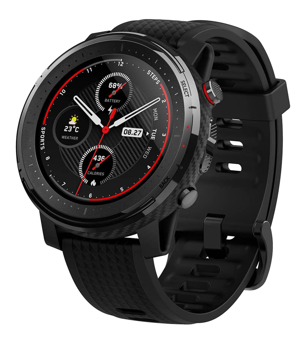 Smartwatch - AmazFit Stratos 3 Black, 1.34", Metal, policarbonato y silicona (correa), Negro