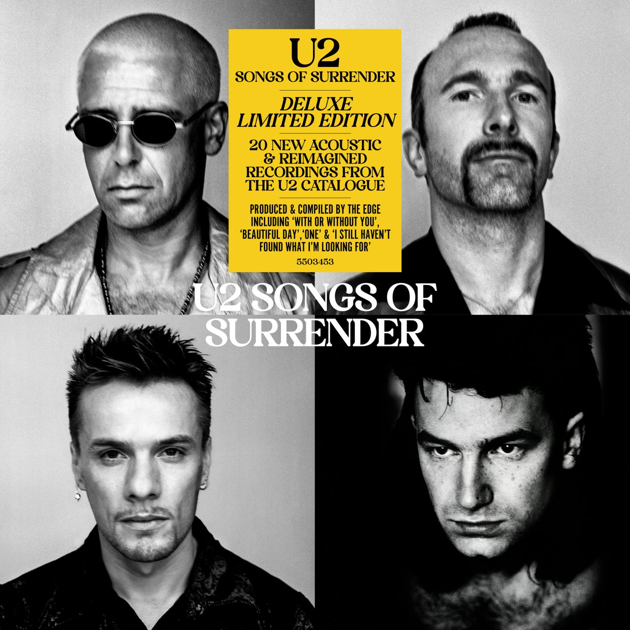 Albumcover für U2s 'Songs of Surrender' mit den Mitgliedern der Band.