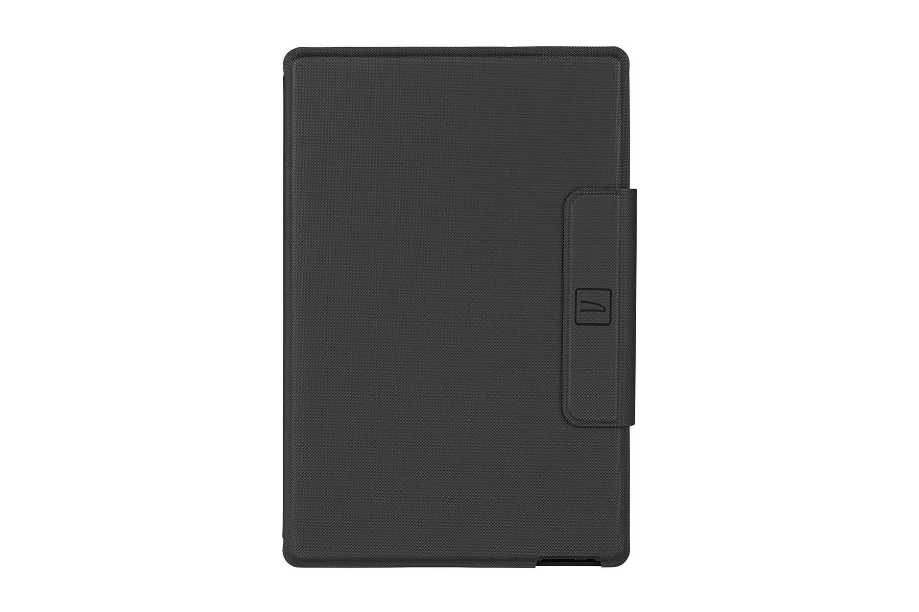 Eine schwarze Computermaus mit grünem Licht und Text, der recycelten Kunststoff und null Emissionen angibt.
