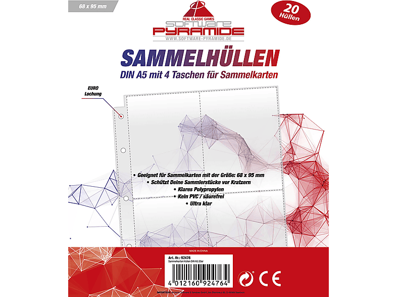 Sammelkarten Hüllen DIN A5 20er Pack; Sammelhüllen