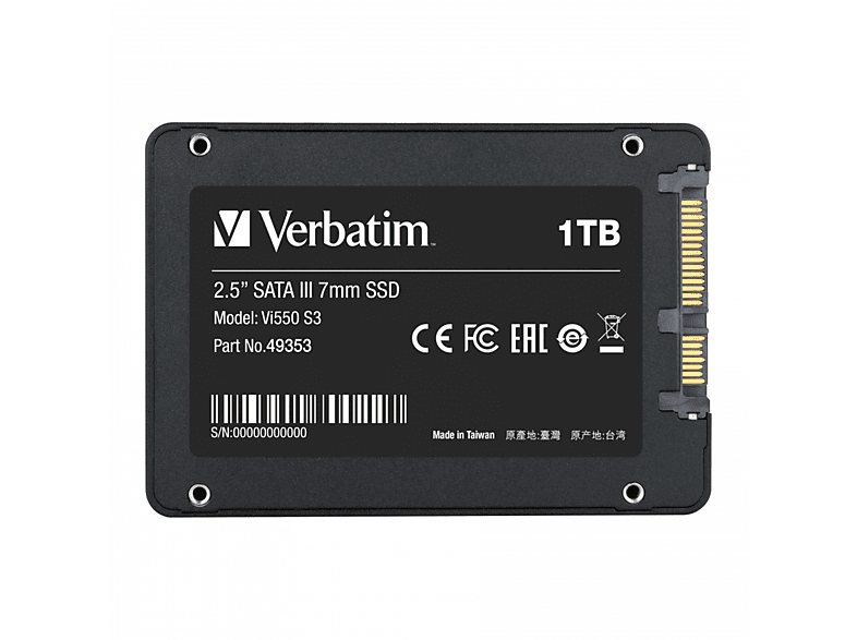 SATA SSD Verbatim Vi550 S3 1TB 使用1時間 VERBATIM Vi550 S3 1TB 2.5 inç SATA-3 Dahili SSD Siyah Fiyat