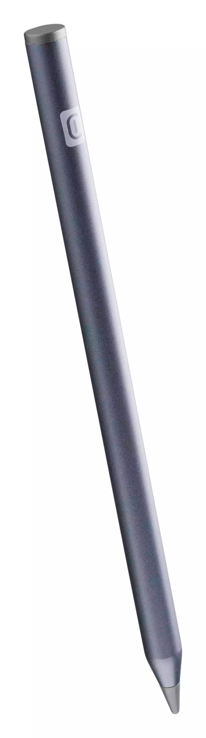 Un stylet gris avec une pointe argentée.