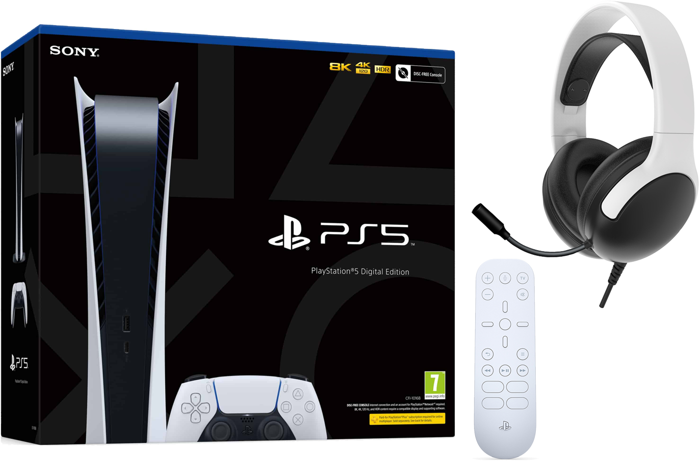 SONY PlayStation 5 Digital Edition + Qware PS5 Gaming Headset + PS5 Media Remote