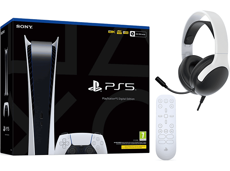 Sony Playstation 5 Digital Edition + Qware PS5 Gaming Headset Media Remote
