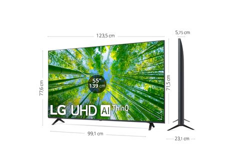 TV LED 55  LG 55UQ80006LB, UHD 4K, Procesador Inteligente α5 Gen5 AI  Processor 4K, Smart TV, DVB-T2 (H.265), Negro