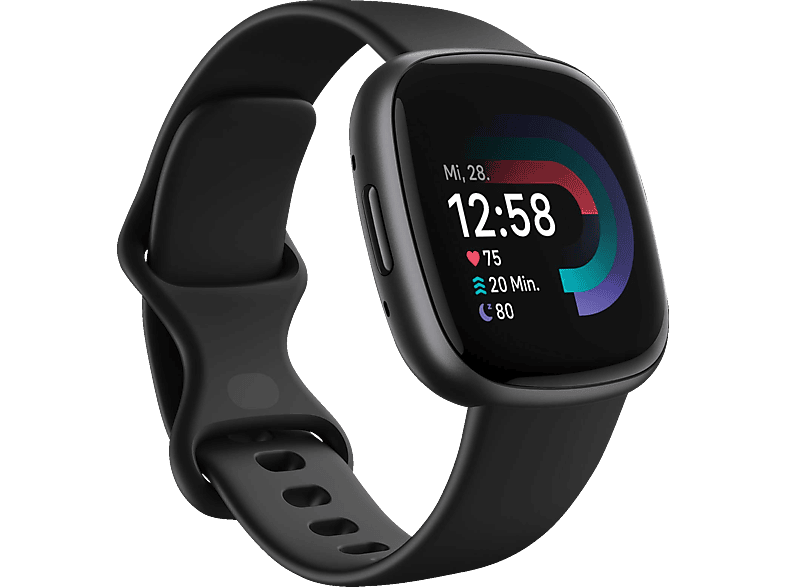 FITBIT Elastomer, S/L, 4 Versa Black/Graphite Smartwatch Aluminium