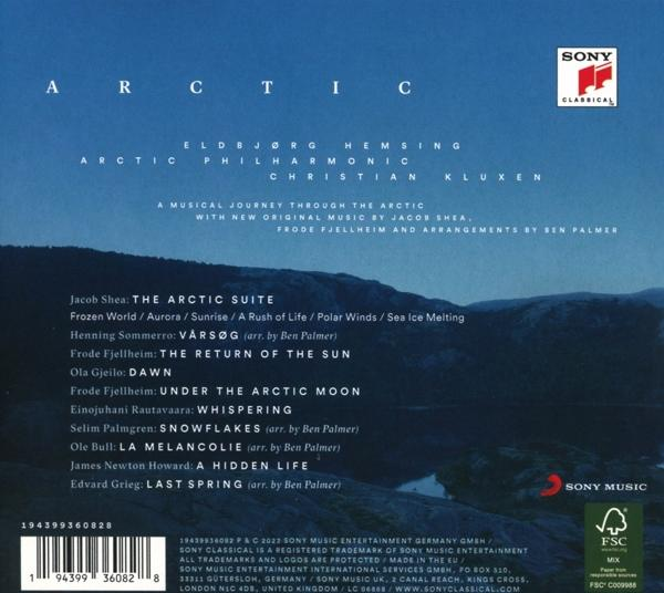 Rückseite einer CD-Hülle mit Text über arktische Musik und den Namen der Künstler.