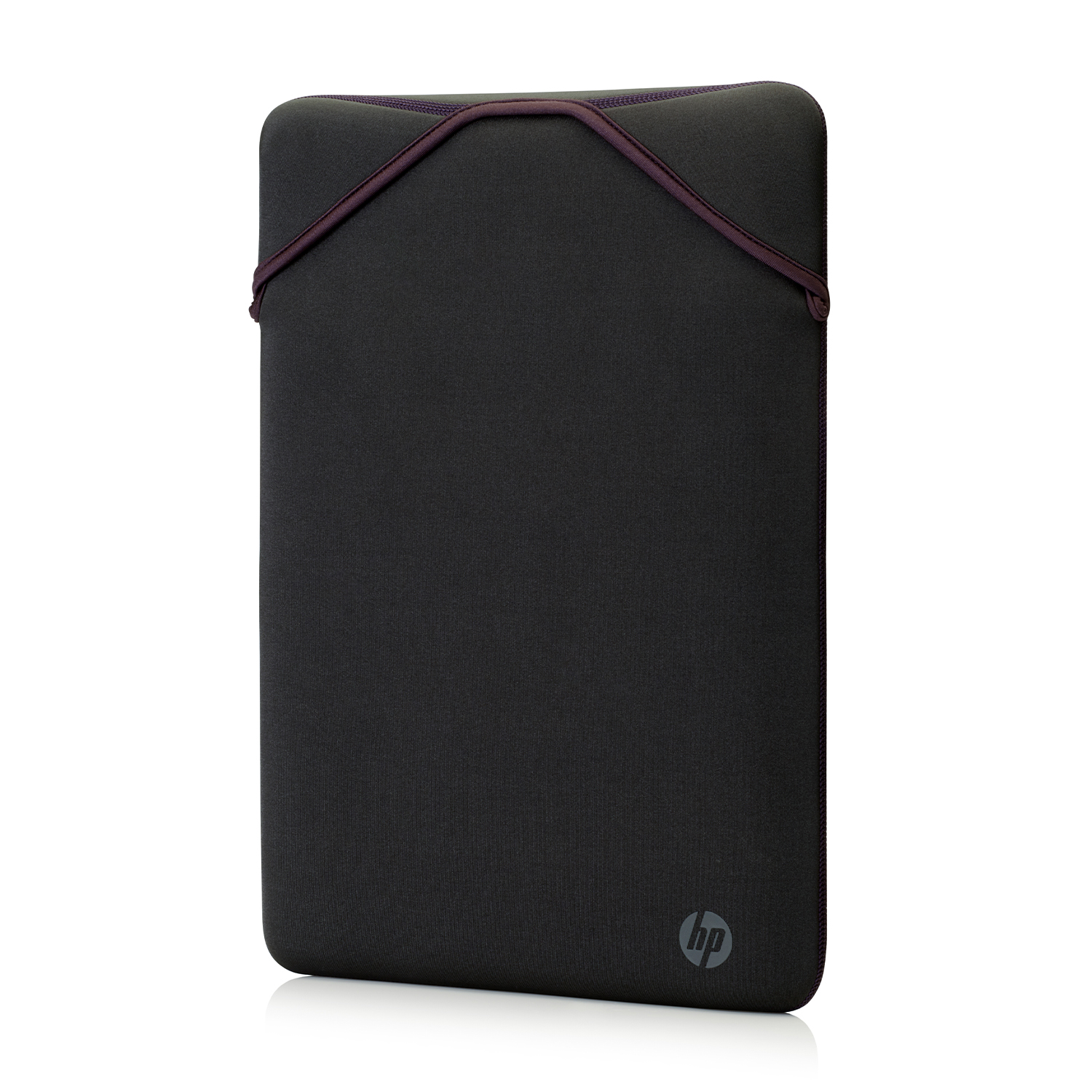 Custodia per laptop HP nera con un accento viola.