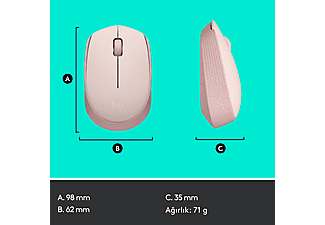 LOGITECH M171 USB Alıcılı Kablosuz Kompakt Mouse - Pembe_7