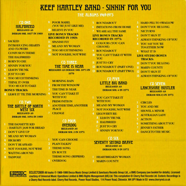 Keef Hartley For - (The - Sinnin\' 1969-1973) Albums You (CD)