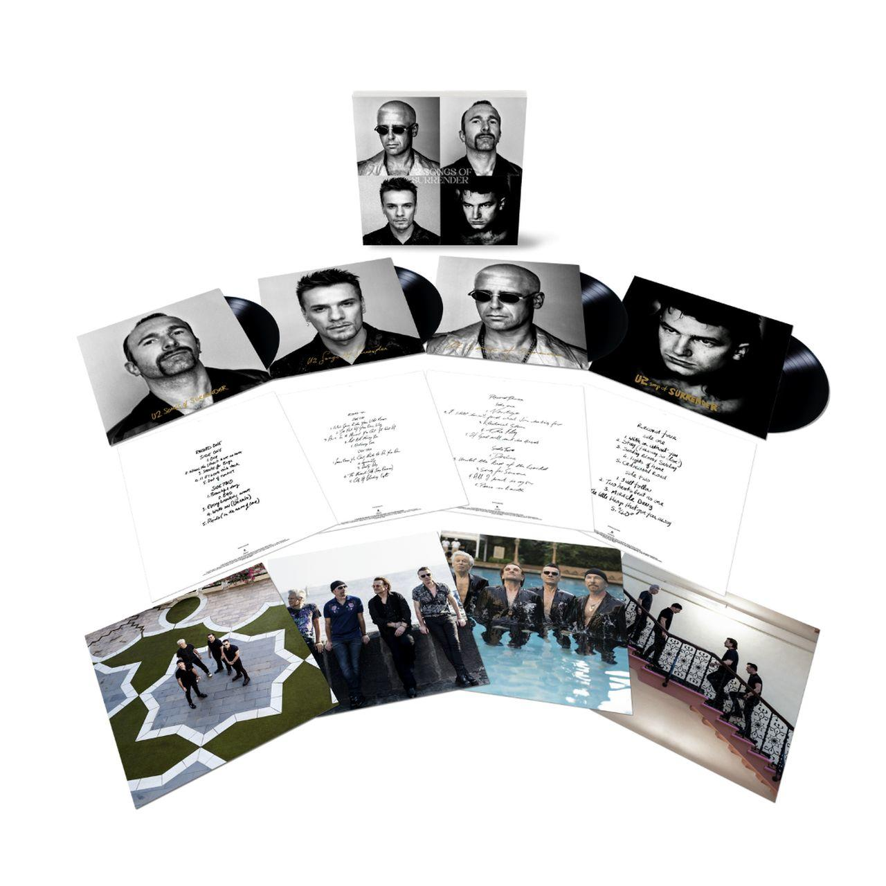 Album több lemezzel és albumborítóval. Fekete lemezek és fehér albumborítók.