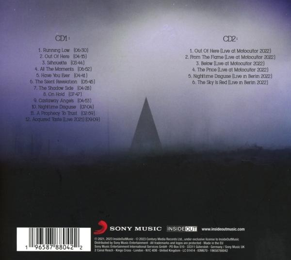 Dos d'un boîtier de CD avec la liste des titres et la marque InsideOut Music.