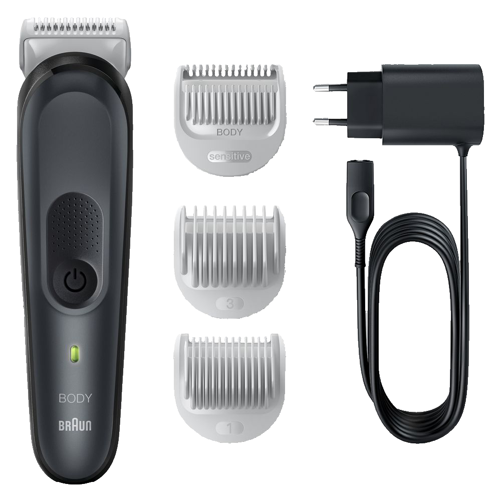 Afeitadora corporal - Braun BodyGroomer 3 BG3340, Para hombres, Peine para zonas sensibles, Autonomía 80 min, Negro