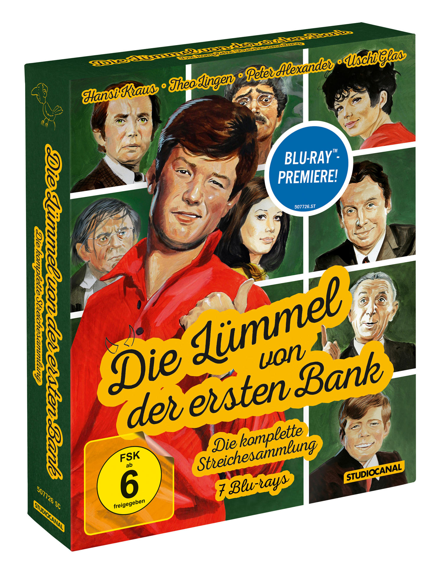 DVD-Box-Set mit einer bunten Collage von Schauspielern und dem Titel "Die Lümmel von der ersten Bank".