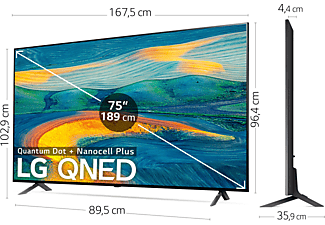 TV QNED 75" - LG 75QNED7S6QA, UHD 4K, α5 Gen5 AI Processor 4K, Smart TV, DVB-T2 (H.265), Negro