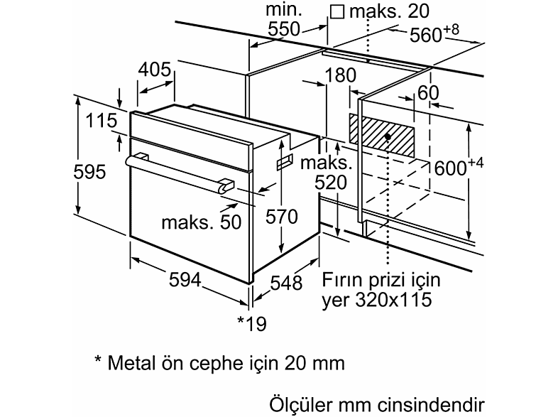 BOSCH HBF514BH1T 66L Ankastre Fırın Antrasit Gri_4