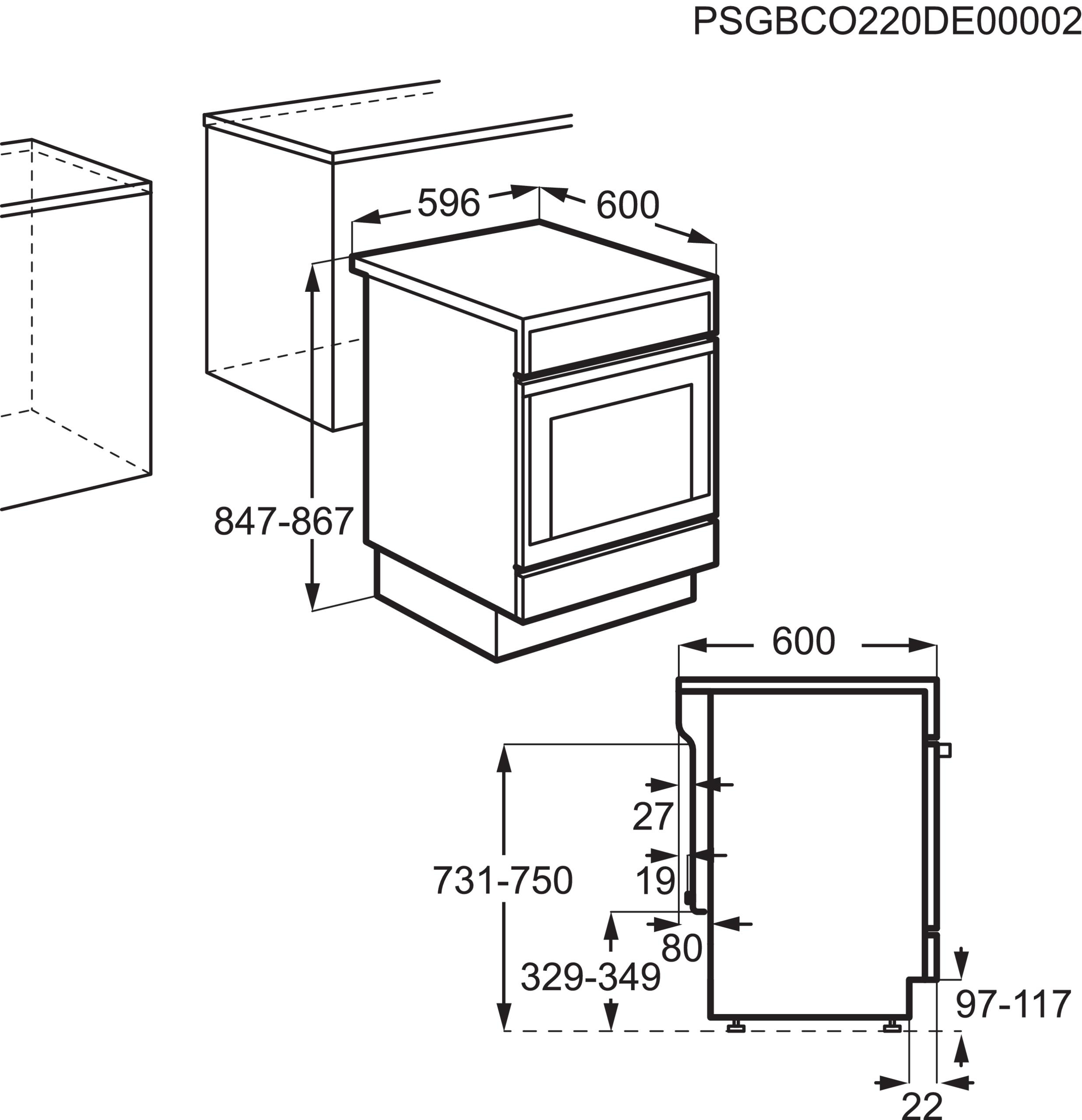 AEG CCB644COBM Standherd (EEK A, Glaskeramik-Kochfeld, 73 l)