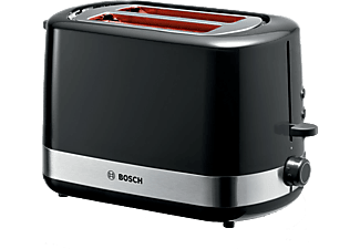 BOSCH TAT6A513 Kenyérpirító, 800 W, 2 szeletes, kenyérközpontosítás, olvasztás, újramelegítés, fekete/inox